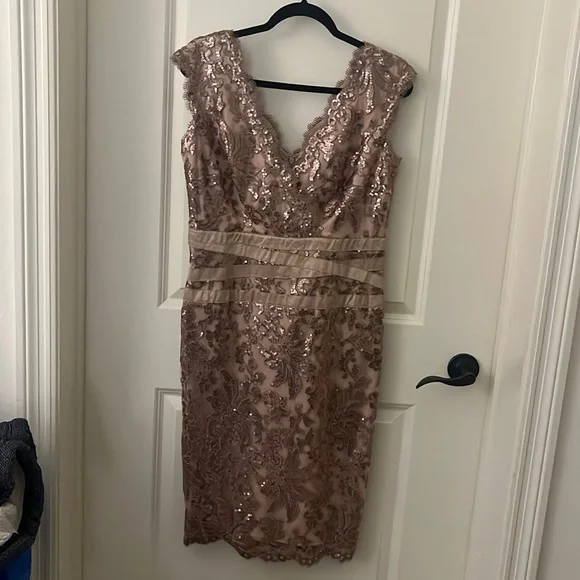 Tadashi Shoji | Dresses | Tadashi Shoji Sequined Dress In Rose Gold  Beautiful And Only Worn Once | Poshmark